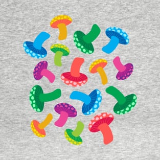 RAINBOW MUSHROOMS Spotted Multi-Colour Woodland Forest Fungi - UnBlink Studio by Jackie Tahara T-Shirt